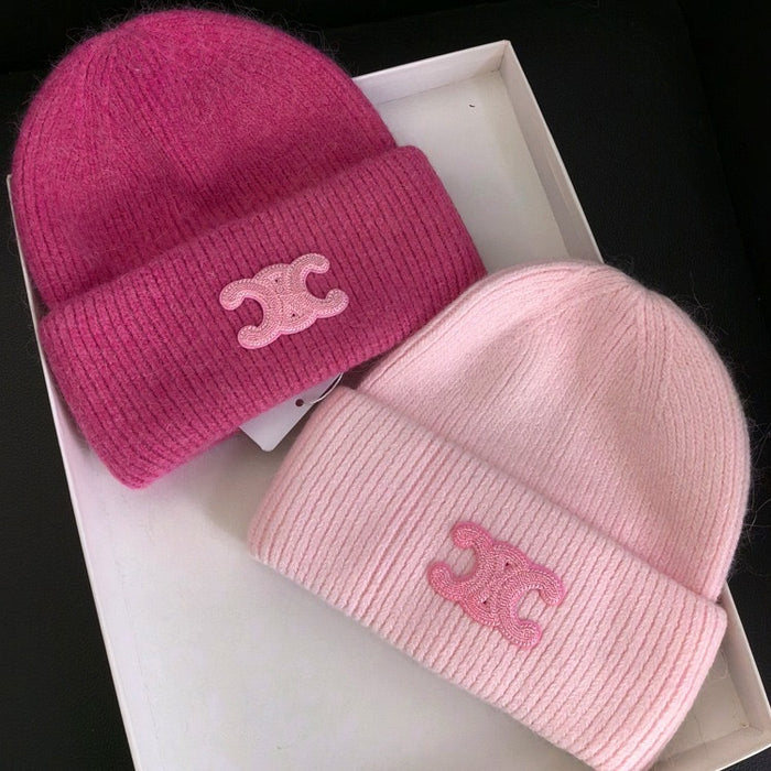 Wholesale Rabbit hair knitted hat, women's versatile woolen hat, winter warm and cold hat