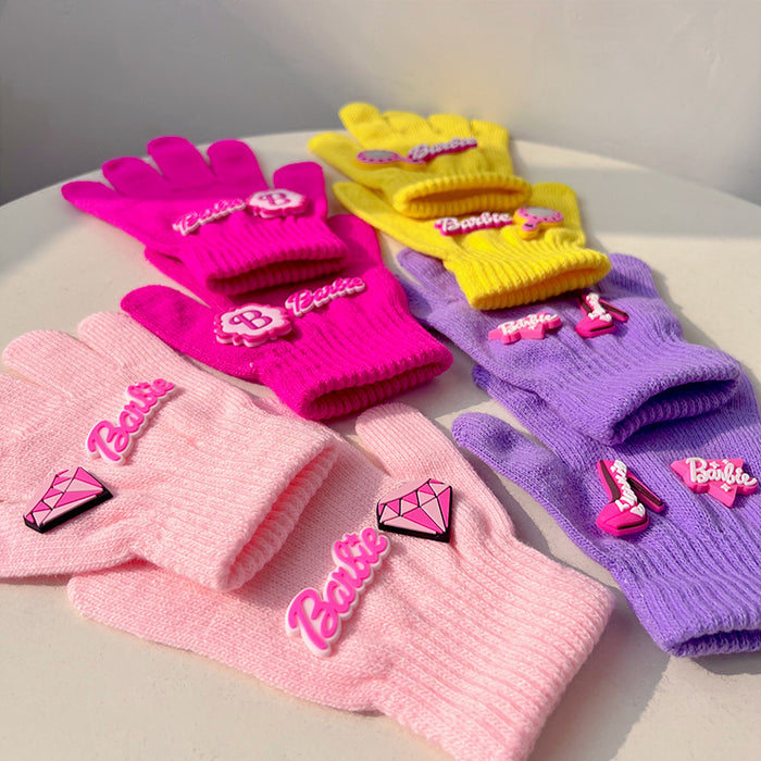 Wholesale Colorful and cute cartoon letter kids'  gloves for autumn and winter