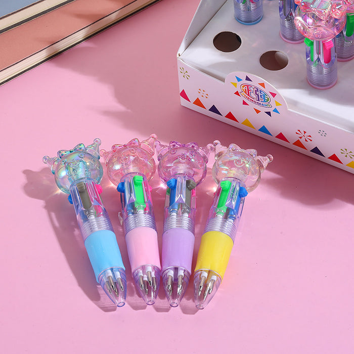 Wholesale Cute Cartoon 4-Color Push Ballpoint Pen