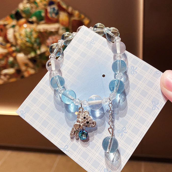 Wholesale Blue Diamond Studded Bear Bracelet Imitation Crystal Fashion Jewelry Accessory MOQ≥3