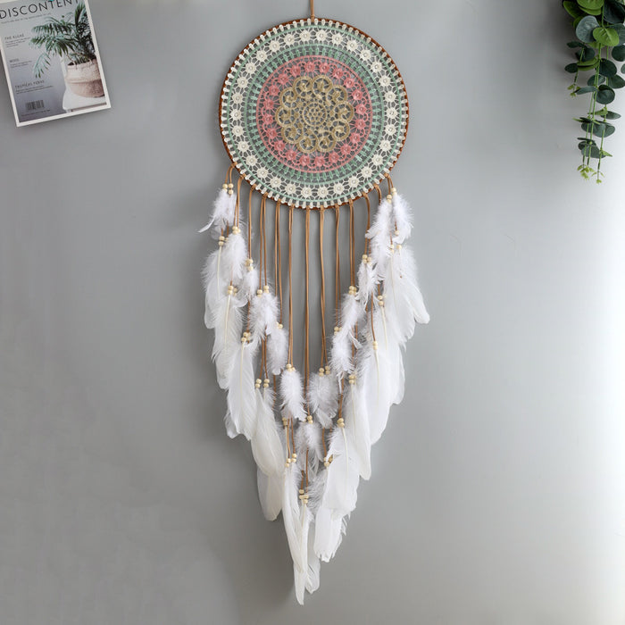 Wholesale Colorful Woven Round Feather Tassel Dream Catcher JDC-DC-ZH030