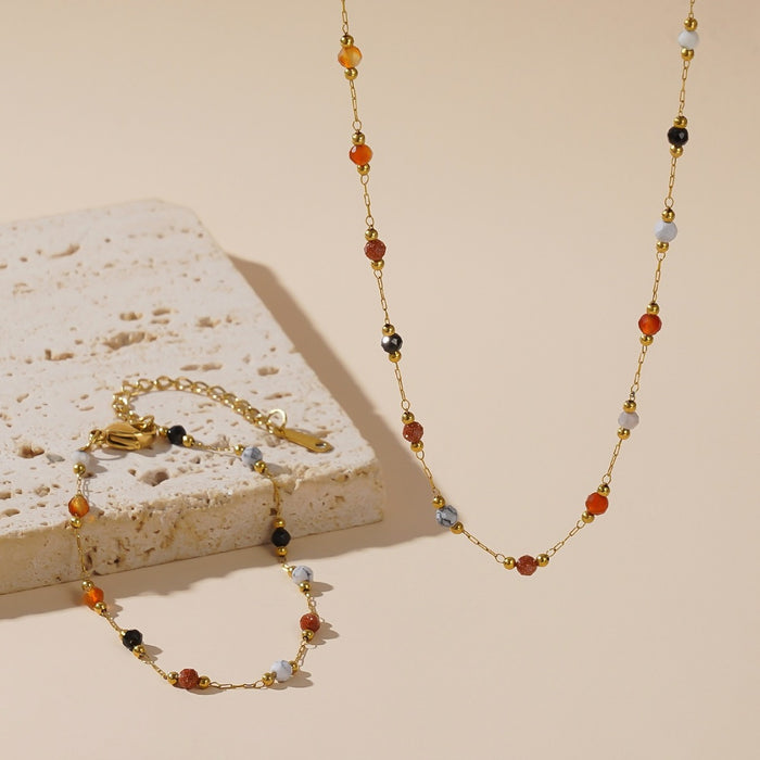 Wholesale Natural Stone Necklace Women' s 18K Gold Plated Necklace Clavicle Chain Jewelry