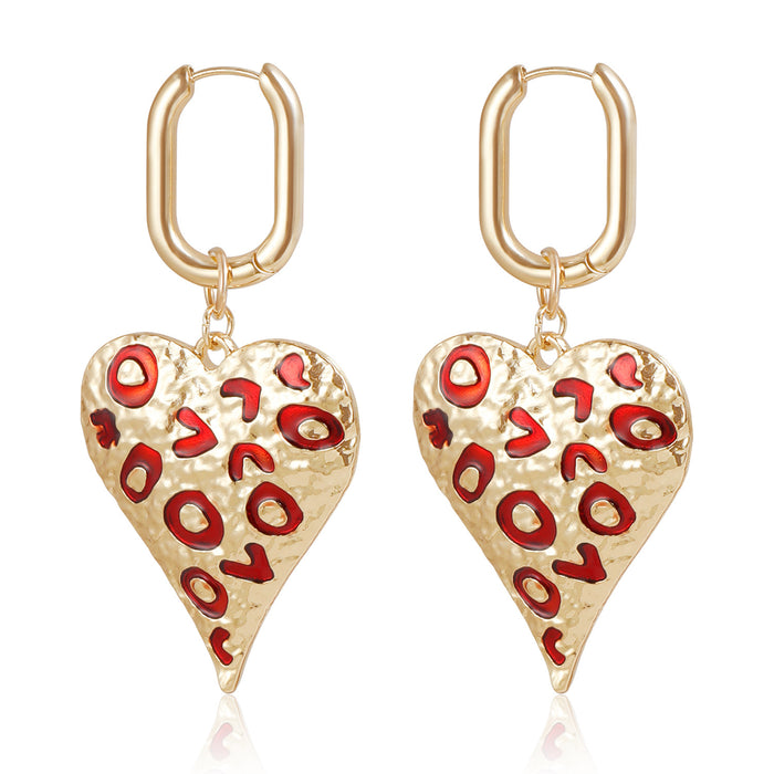 Wholesale drop oil spot heart ear buckle earrings