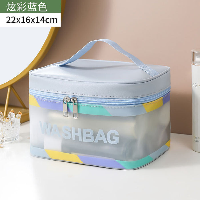 Wholesale Stylish Waterproof PVC Travel Toiletry Bag Large Capacity Handheld Cosmetic Pouch Colorful Curved Design For Travel Gift Everyday Use