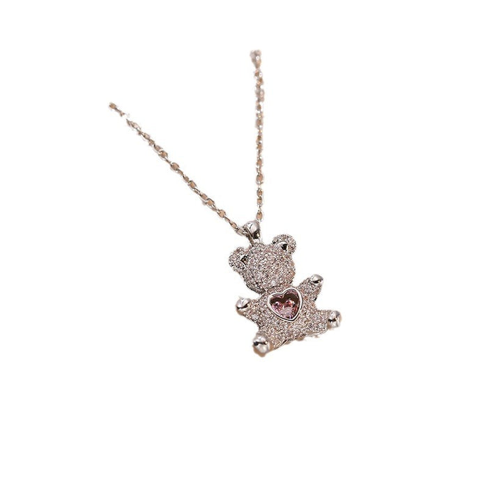 Wholesale Necklace, heart-shaped micro inlaid zircon, simple and adjustable collarbone chain