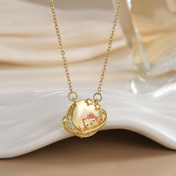 Wholesale Cat pendant micro-painted zircon copper gold-plated clavicle necklace