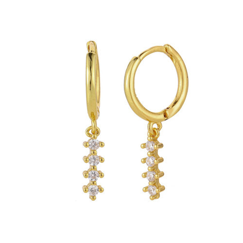 Wholesale Round Zircon Row of Diamond Earrings