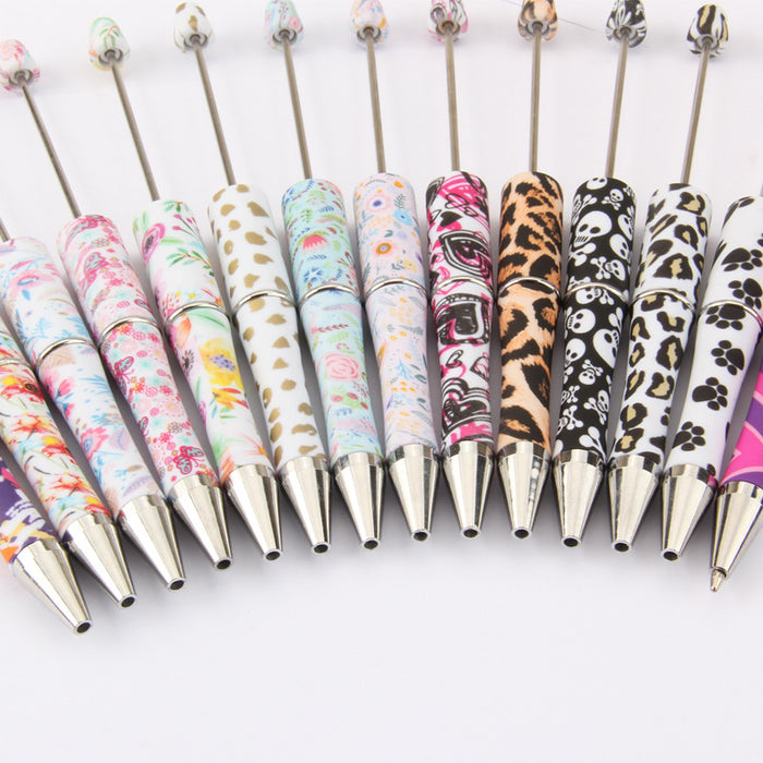 Wholesale DIY Beadable Pens  Cow Leopard Print  DIY for Beaded Plastic Pen JDC-PN-JinBN001