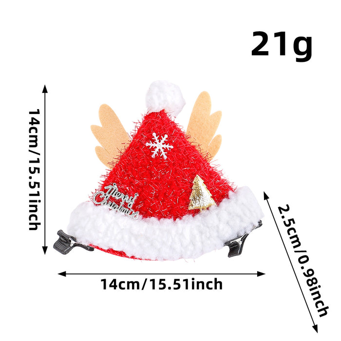 Wholesale Christmas Hat Hairpin Cute Plush Hat Duckbill Clip Citrine Party Dress up Hairpin Headdress