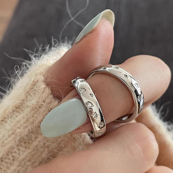 Wholesale Micro inlaid small diamond ring, star niche, high-end feeling, simple style, exquisite opening, adjustable ring, new product