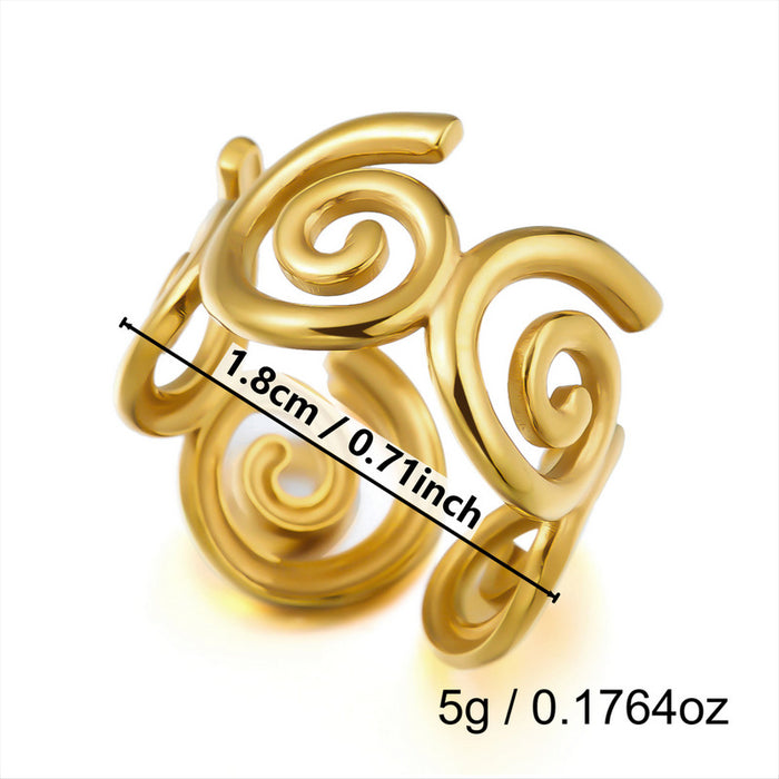 Wholesale Flower Sun Spiral Stainless Steel Open Ring Chic Fashion Jewelry Accessory