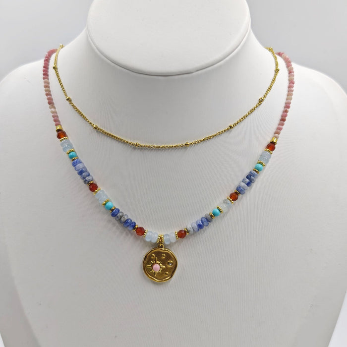 Wholesale Natural stone bead necklace, light luxury, high-end pearl sweater, chain lock, bone chain