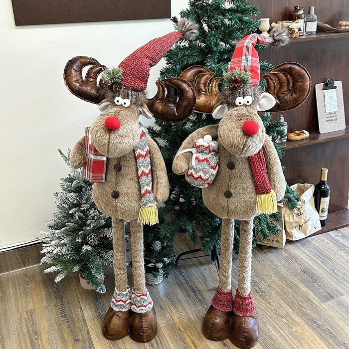 Wholesale Retractable Elk Plush Ornaments Decorations Christmas Deer Window Scene Layout Home Decoration