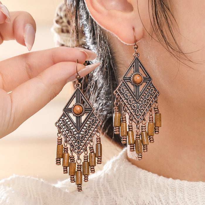 Wholesale Bohemian Retro Tassel Earrings Ethnic Style Zinc Alloy Gift MOQ≥2