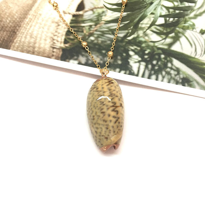 Wholesale Bohemian Beach Style Shell Pendant Necklace Gold Plated Edge Jewelry Accessory MOQ≥2