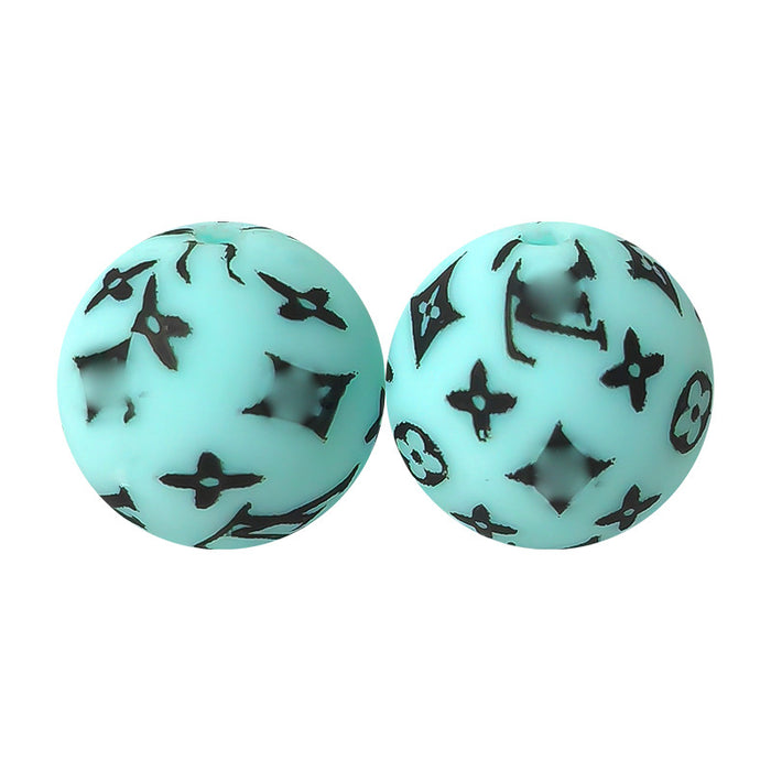 Wholesale 20PCS Round Printed Silicone Beads JDC-BDS-YuMo016