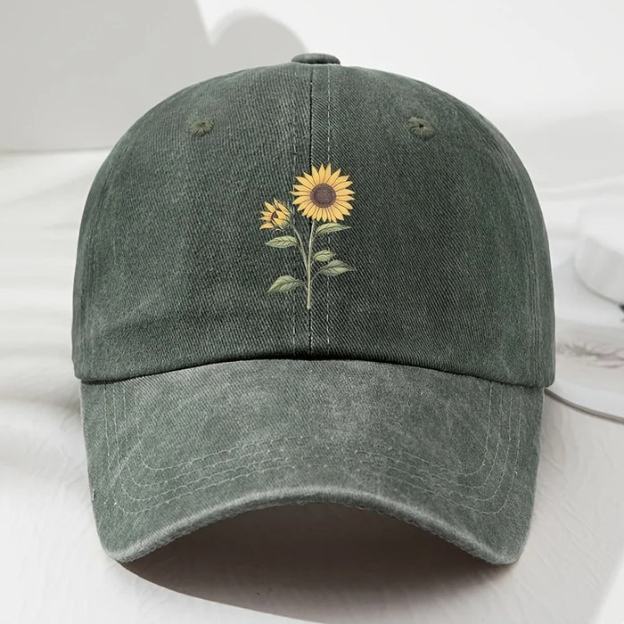 Wholesale Trendy Sunflower Pattern Baseball Cap Adjustable Washed Multi Color Summer Hat