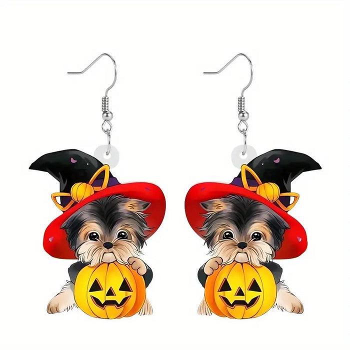 Wholesale Acrylic Black Cat Pumpkin Halloween Earrings JDC-ES-WenT025