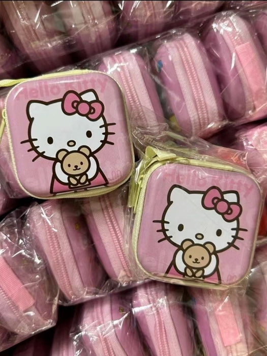 Wholesale Cute Cartoon Cat Printed PU Coin Purse Earphone Case Stylish Bag Charm Boutique Gift