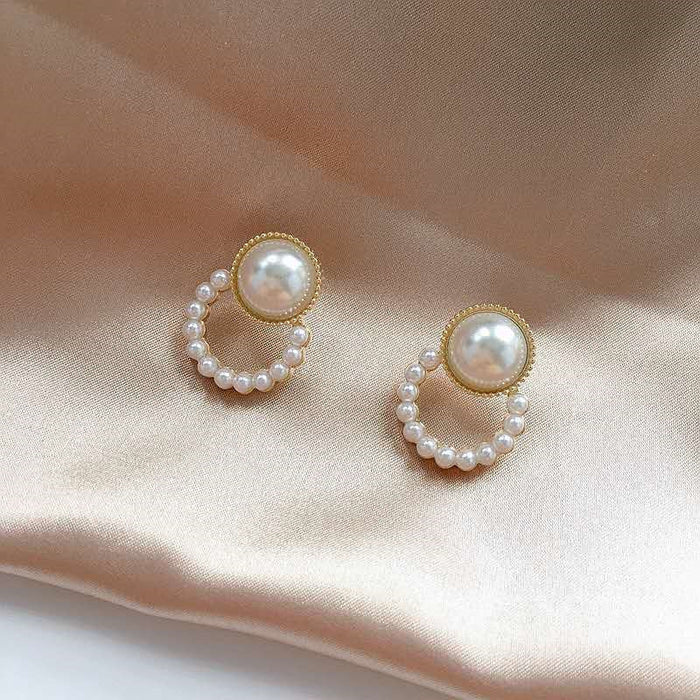 Wholesale Silver Needle Pearl Earrings, Elegant Circle Earrings, Retro Luxury, Exquisite and Versatile Earrings, Earrings and Accessories