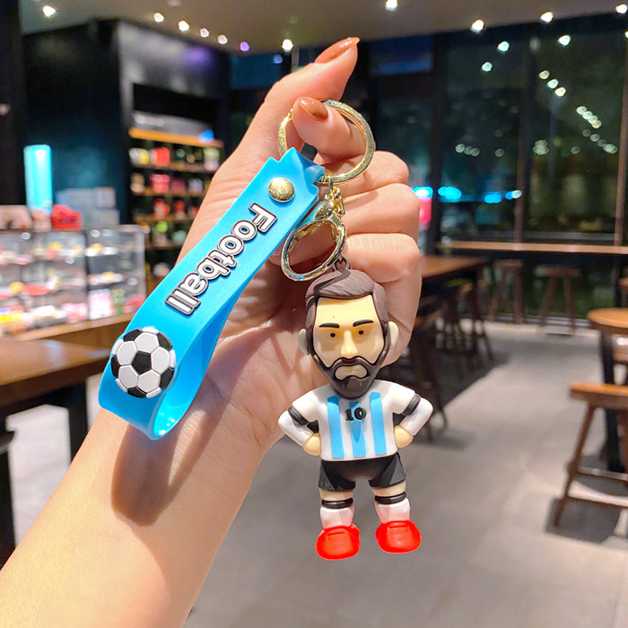 Wholesale Metal Soccer Star Cartoon Keychain Decorative Car Key Accessory MOQ≥2