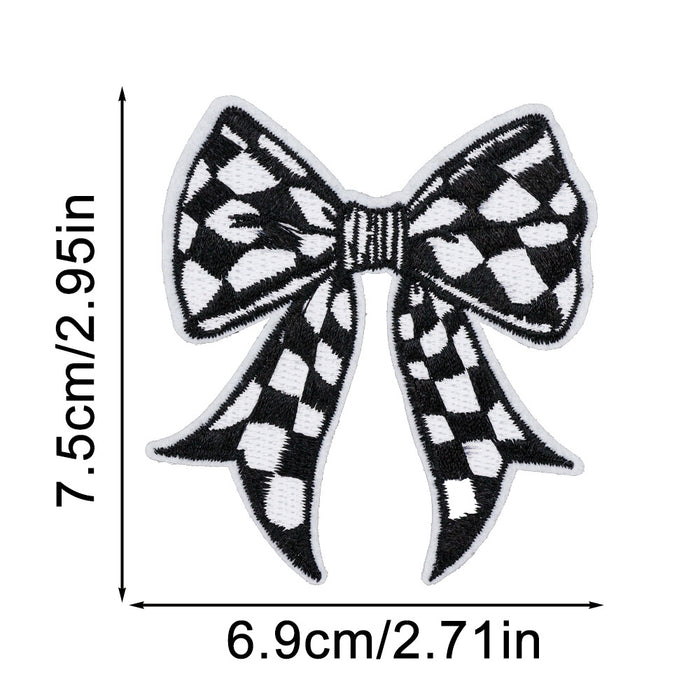 Wholesale Plaid Bow Embroidery Sticker DIY Patches