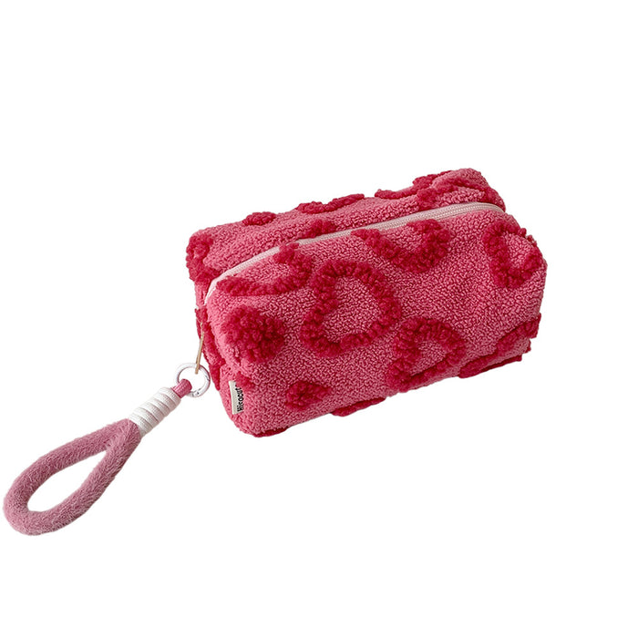 Wholesale Heart-Shaped Plush Handbag-Style Cosmetic Bag