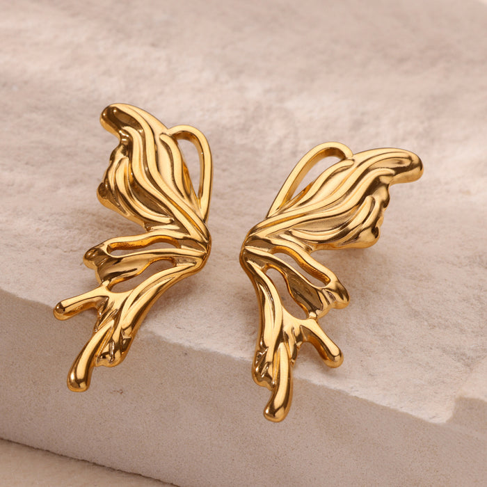 Wholesale Stainless steel 3D butterfly earrings with a stylish design
