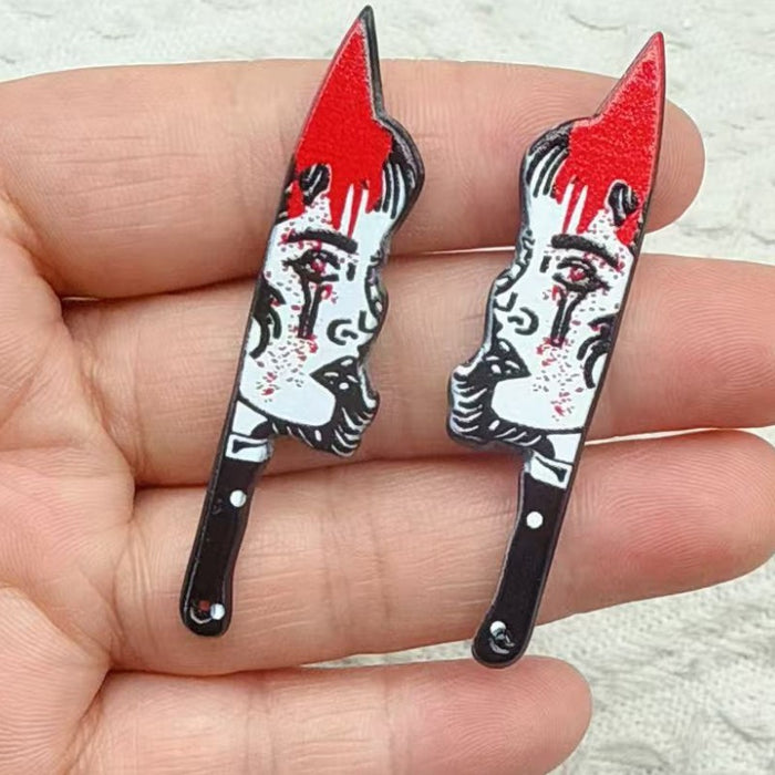 Wholesale 10pcs  Acrylic Scissors and Axe Novelty Props Double-sided Printed Pendant DIY Earrings and Bracelets