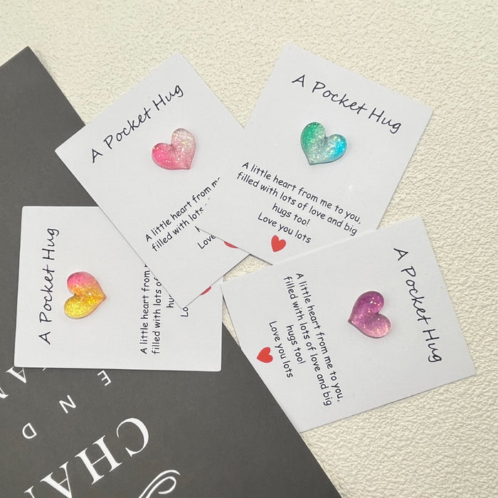 Wholesale gradient heart-shaped resin Decorations greeting card