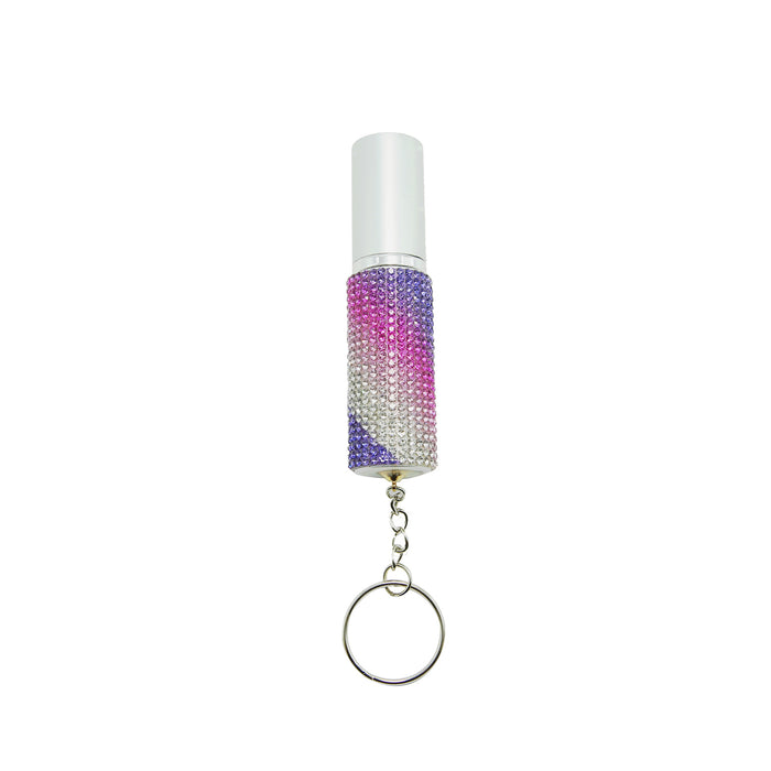 Wholesale Modern Alloy Rhinestone Perfume Bottle Keychain Pendant Portable 5Ml Atomizer Car Key Accessory For Women