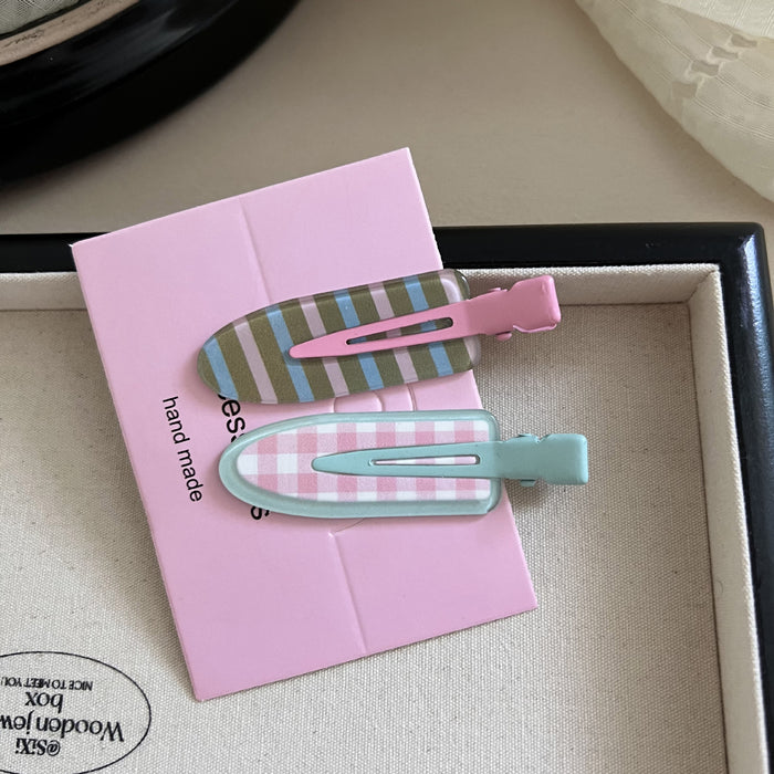 Wholesale 2 plaid hair clips, cute makeup clips, no trace clips, hair accessories