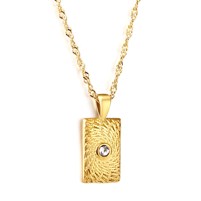 Wholesale Retro Necklace Metallic Geometric Square Pendant Collarbone Chain Necklace