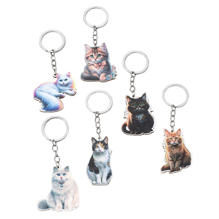 Wholesale Cartoon Kitten Wooden Keychain JDC-KC-RongRui003