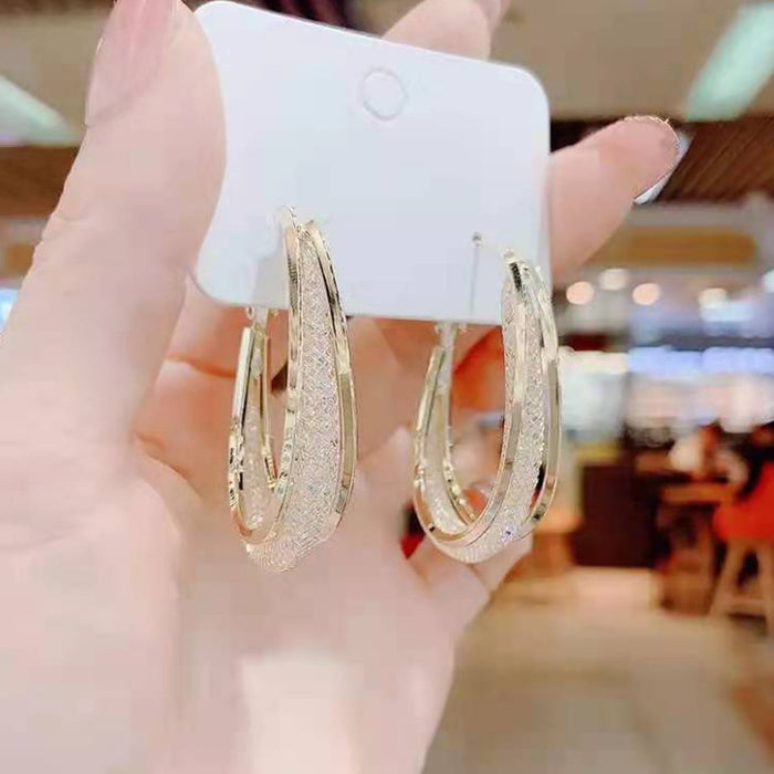 Wholesale rismatic clip net earrings micro inlay women's earrings independent packaging can be a generation of hair