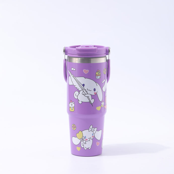 Wholesale Cartoon Large Capacity Ice Bully Cup Portable Portable Double Drink Car Cup Stainless Steel Thermos Cup Suction Tube Cup