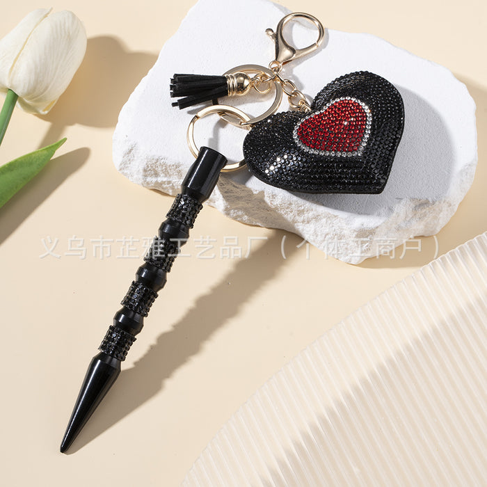 Wholesale Peach Heart Hot Diamond Leather Multifunctional Diamond Aluminum Alloy 2-piece Keychain JDC-KC-ZY032