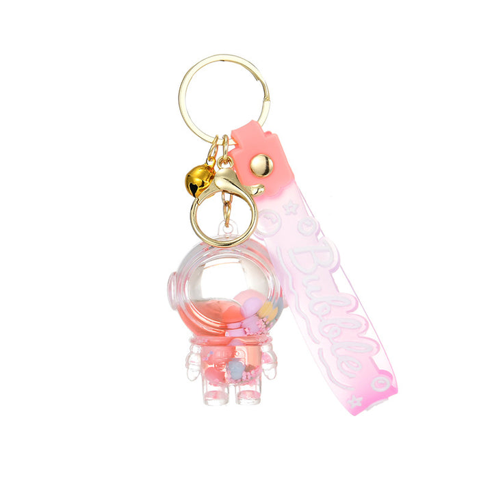 Wholesale Acrylic oil bottle candy Bean astronaut keychain