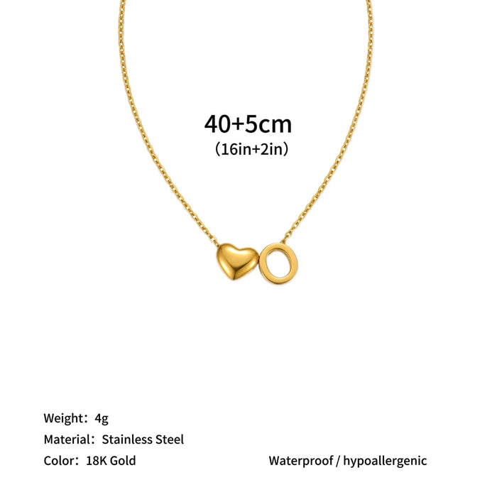 Wholesale Clavicle chain jewelry accessory 26 letter heart pendant titanium steel necklace
