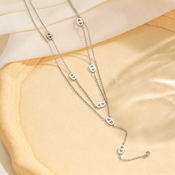 Wholesale 2pcs Luxury Double-Layer Exquisite Clavicle Chain Necklace