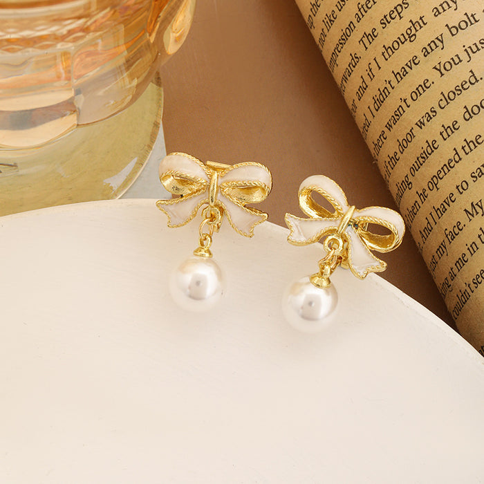 Wholesale S925 Silver Needle Oil Drops Earrings Internet Celebrity All-match Pearl Earrings