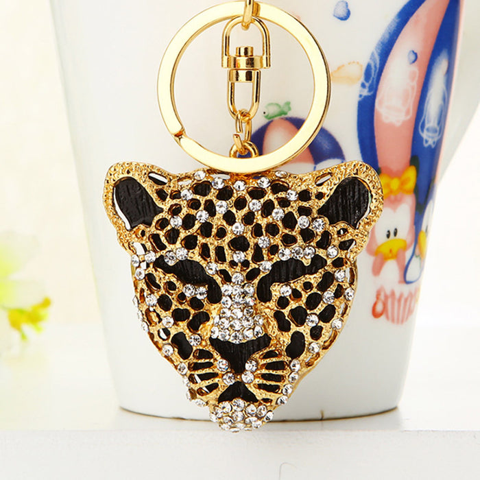 Wholesale Leopard Head Car Keychain Metal Pendant Keychain Ring