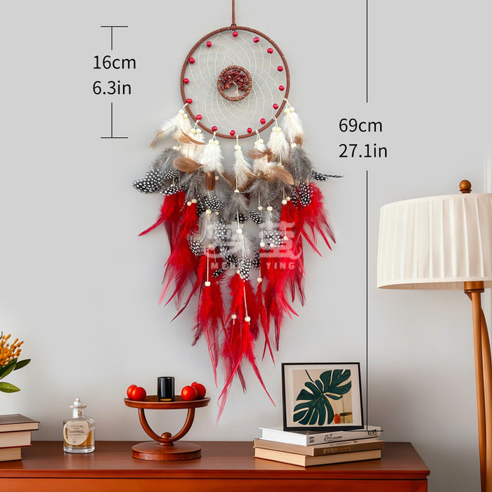 Wholesale Crystal Feather Dreamcatcher Handmade Tree of Life Room Decor MOQ≥2