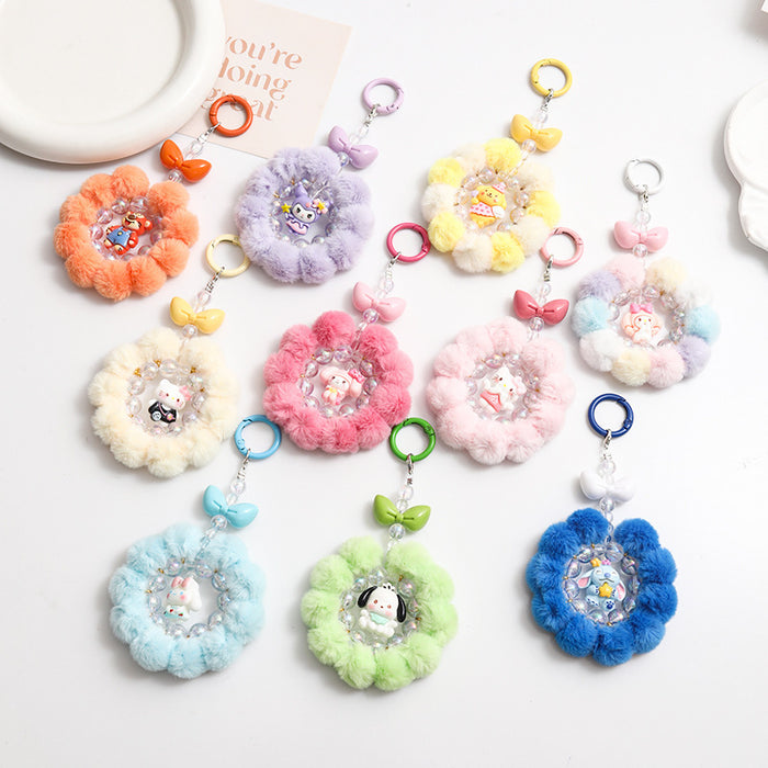 Wholesale Cute Cartoon Pom Pom Keychain Plush Bag Charm Decorative Accessory MOQ≥2