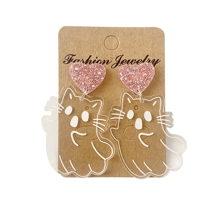 Wholesale  Ghost Cat Cute Funny Ghost Earrings Holiday Transparent Earrings