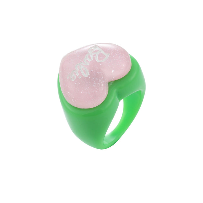 Wholesale Acrylic Resin Love Letter Ring  JDC-RS-Xiaox001