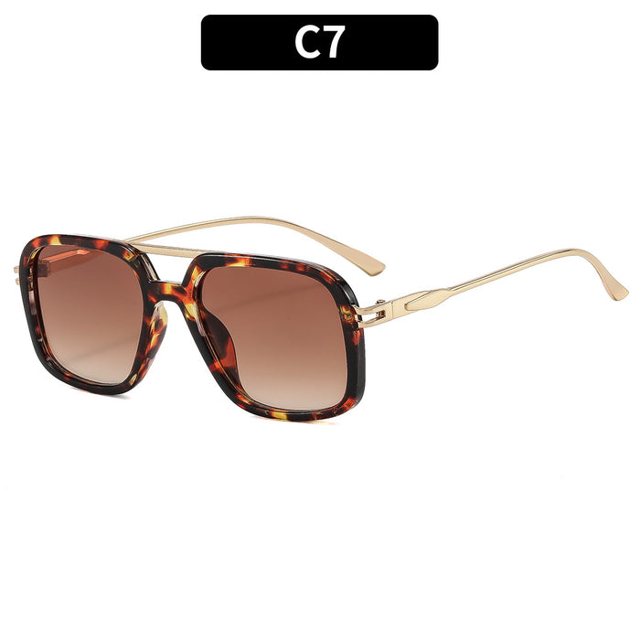Wholesale Chic Retro Double Bridge Sunglasses for Women UV400 Large Frame Black Gray Sun Protection Fashion Accessory