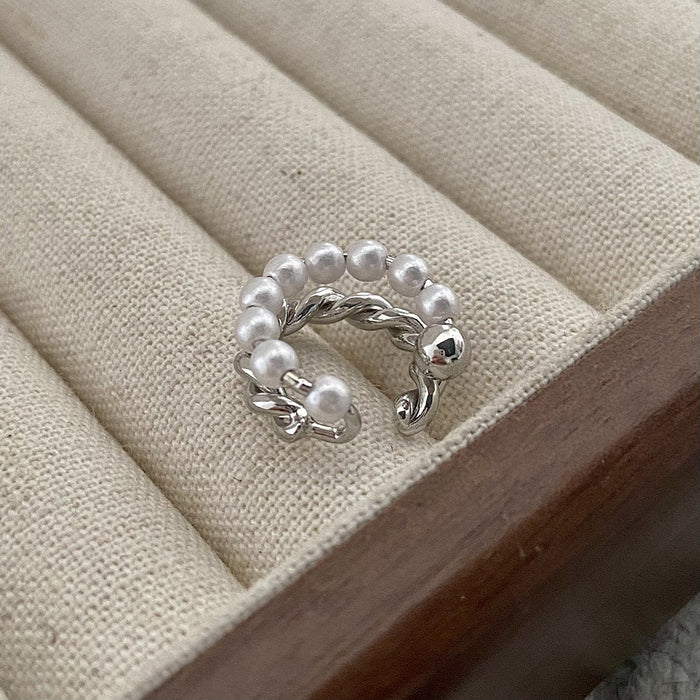 Wholesale Double Layer Highlight Pearl Ear Clip Earrings without Ear Holes