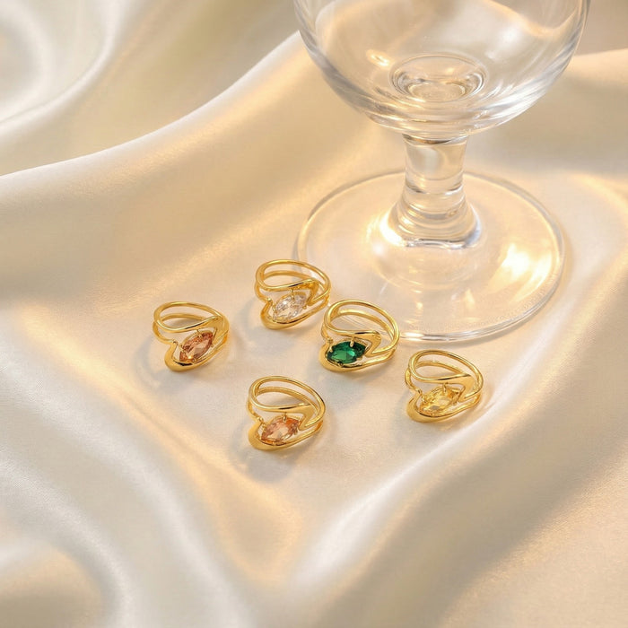 Wholesale Emerald and Diamond-Shaped Gold Ring