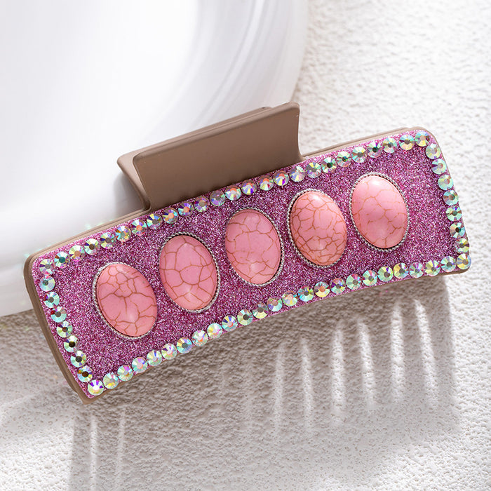 Wholesale Bohemian Turquoise Western Grabber Retro Leopard Sequin Leather Ethnic Style Shark Clip